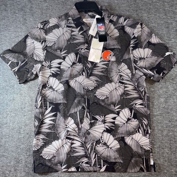 Cleveland Browns Tommy Bahama Coast Mens Islandzone Shirt Floral Gray Sz M NEW - Picture 2 of 12